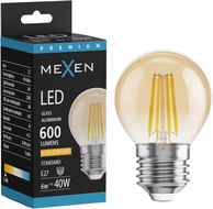 Mexen Vintis LED-Filamentlampe E27, G45, 6W, Warm - 2200K, 600 lm, Bernstein - L156-E27-0622-50