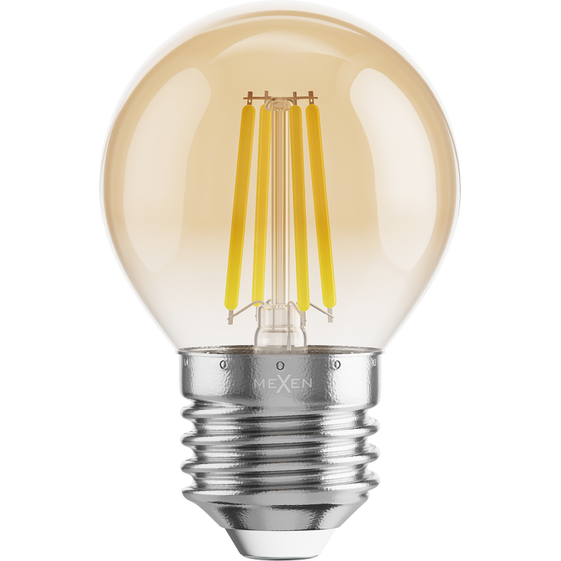 Mexen Vintis LED-Filamentlampe E27, G45, 6W, Warm - 2200K, 600 lm, Bernstein - L156-E27-0622-50