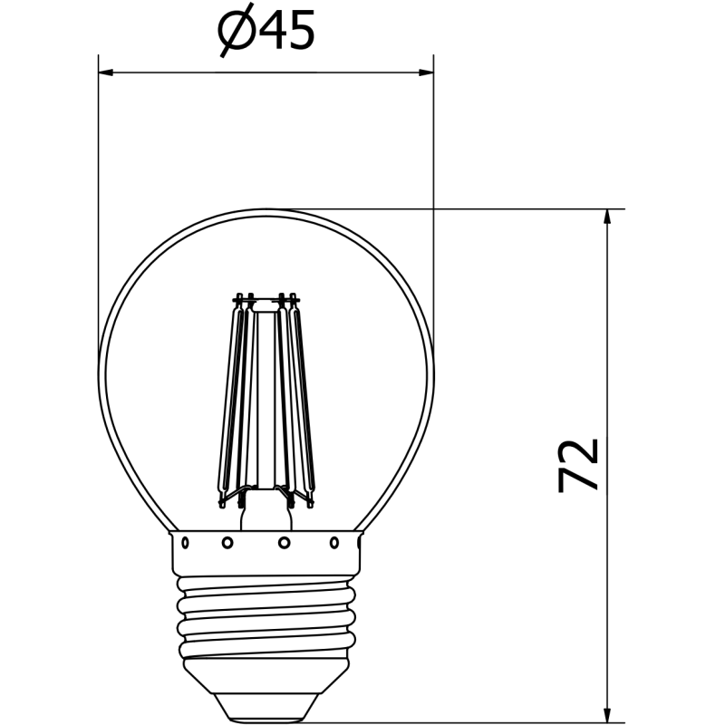 Mexen Vintis LED-Filamentlampe E27, G45, 4W, Warm - 2700K, 470 lm, klar - L156-E27-0427-00