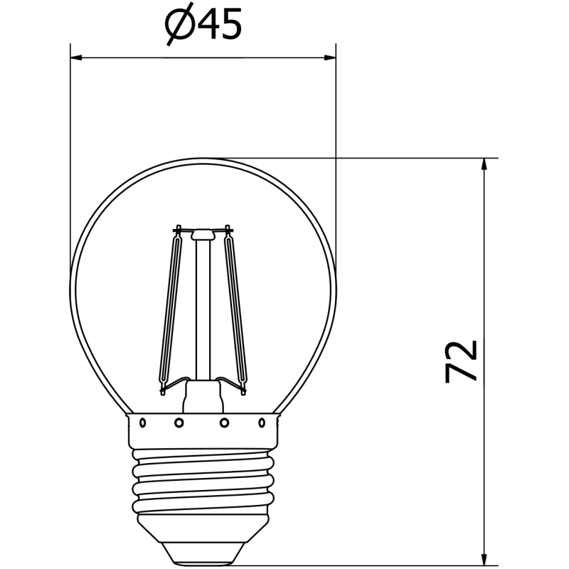 Mexen Vintis LED-Filament-Lampe E27, G45, 2W, Neutral - 4000K, 240 lm, klar - L156-E14-0227-00 - L156-E27-0240-00