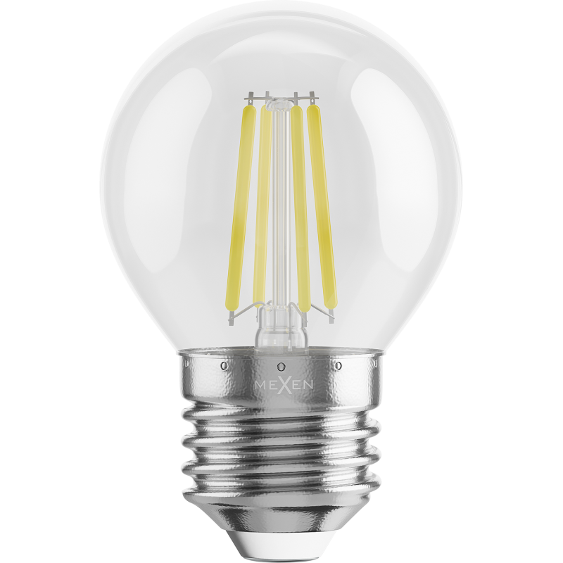 Mexen Vintis LED-Filamentbirne E27, G45, 6W, Neutral - 4000K, 720 lm, klar - L156-E27-0627-00 - L156-E27-0640-00