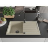 Mexen Bruno granitspüle 1-beckig mit Abtropffläche 795 x 495 mm, beige, schwarzer Siphon - 6513791010-69-B