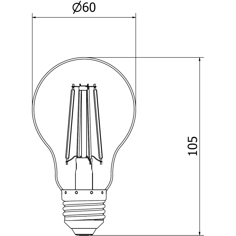Mexen Vintis LED-Filament-Glühbirne E27, A60, 8W, Warm - 2200K, 600 lm, Rauch - L150-E27-0822-70