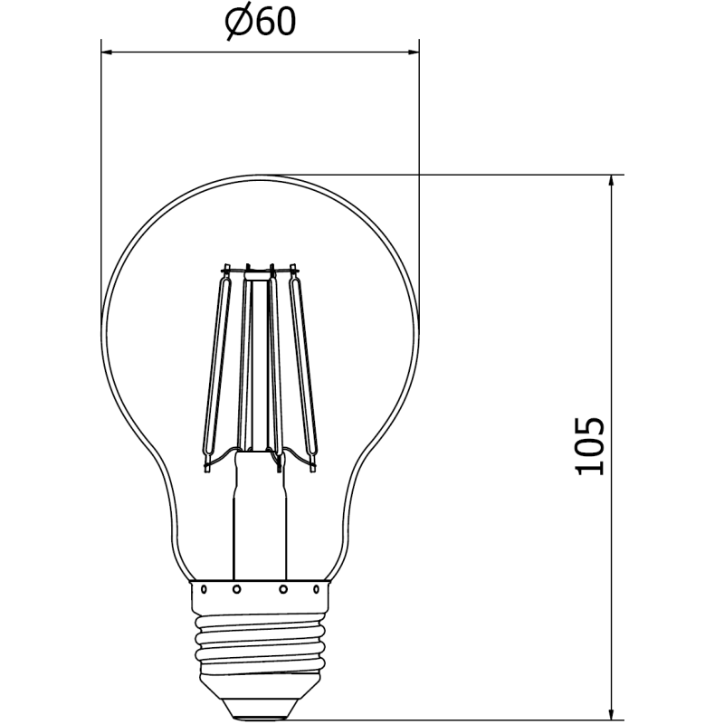 Mexen Vintis LED-Filamentlampe E27, A60, 4W, Warm - 2700K, 470 lm, klar - L150-E27-0427-00