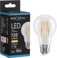 Mexen Vintis LED-Filamentlampe E27, A60, 6W, Warm - 2700K, 720 lm, klar - L150-E27-0627-00