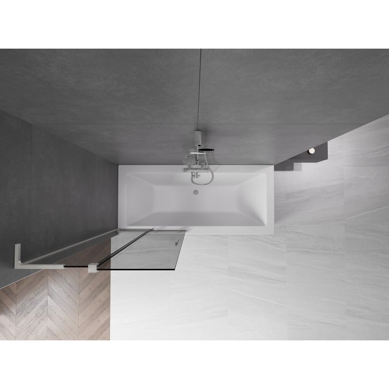Mexen Velar L Badewannen-Abtrennung, 2-flügelig, verschiebbar 80 x 150 cm, Grafit, gebürsteter Nickel - 896-080-003-41-97
