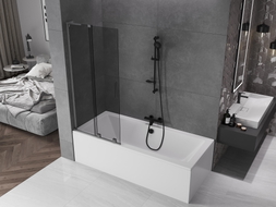 Mexen Velar L Badewannenwand 2-flügelig verschiebbar 85 x 150 cm, graphit, gebürstet Gun Gray - 896-085-003-41-66