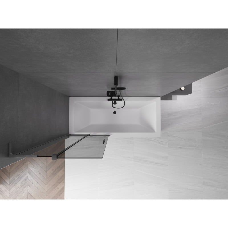 Mexen Velar L Badewannenwand 2-flügelig verschiebbar 85 x 150 cm, graphit, gebürstet Gun Gray - 896-085-003-41-66