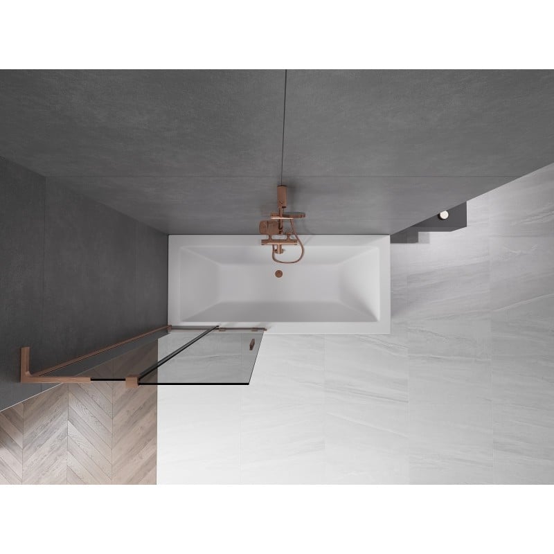 Mexen Velar L Badewannenabtrennung 2-flügelig, schiebbar 85 x 150 cm, Graphit, gebürstetes Kupfer - 896-085-003-41-65