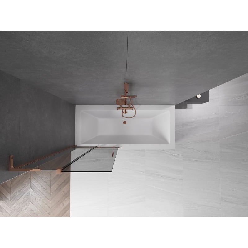 Mexen Velar L Badewannenaufsatz 2-flügelig verschiebbar 85 x 150 cm, Grafit, Roségold - 896-085-003-41-60