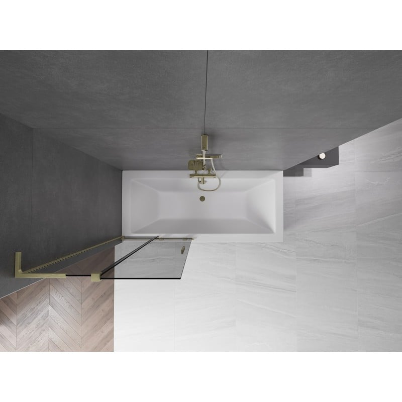 Mexen Velar L Badewannenabtrennung 2-flügelig schiebbar 80 x 150 cm, graphit, gebürstetes Gold - 896-080-003-41-55