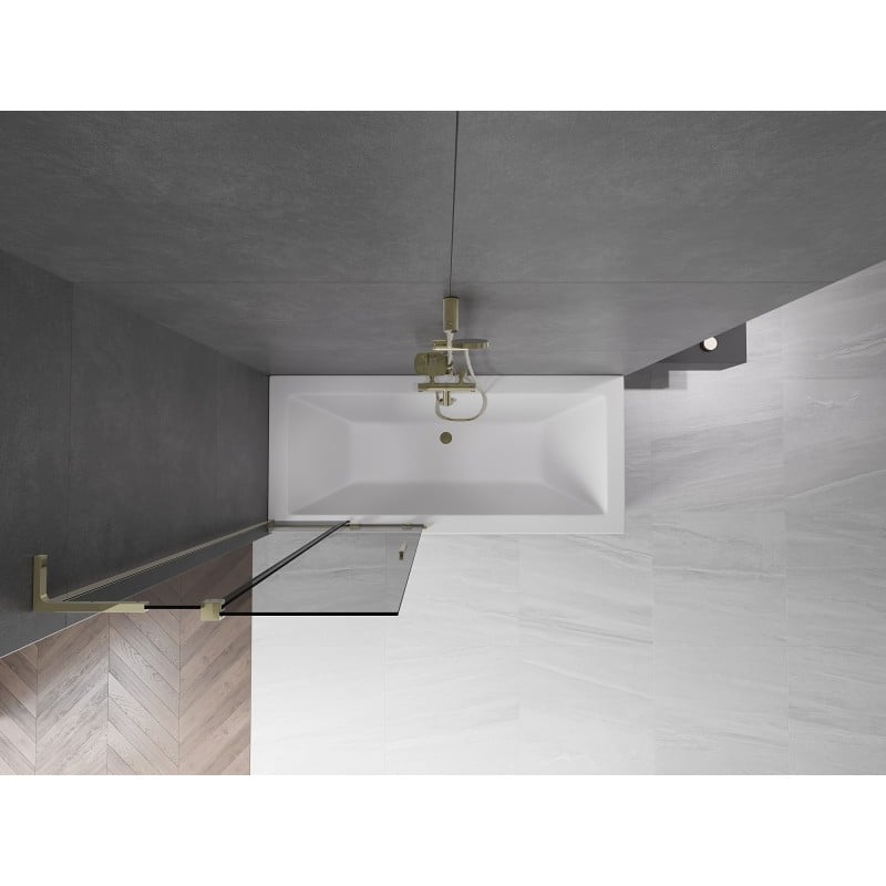 Mexen Velar L Badewannenabtrennung 2-flügelige Schiebetür 80 x 150 cm, Graphit, Gold - 896-080-003-41-50