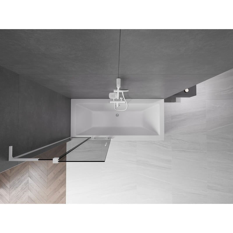 Mexen Velar L Badeaufsatz, 2-flügelig, verschiebbar, 85 x 150 cm, graphit, weiß - 896-085-003-41-20