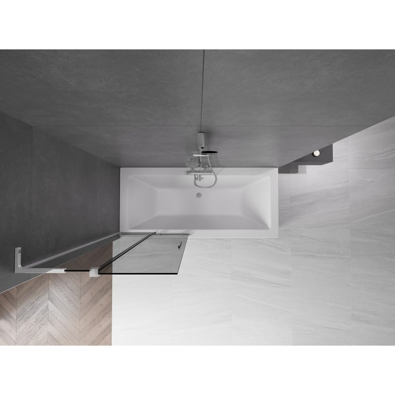 Mexen Velar L Badewannenabtrennung 2-flügelig verschiebbar 85 x 150 cm, Graphit, Chrom - 896-085-003-41-01