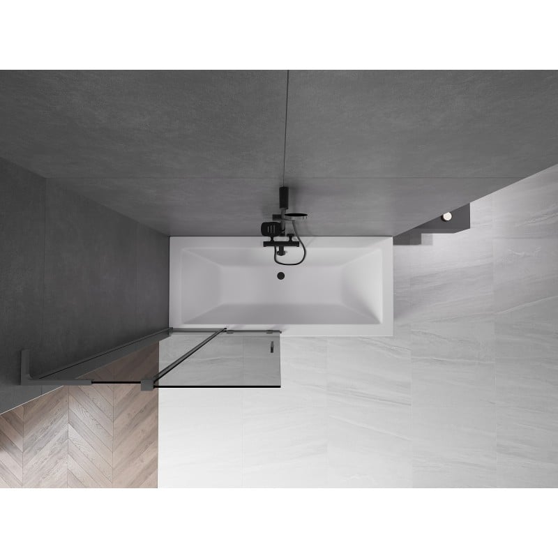 Mexen Velar L Badewannenabtrennung, 2-flügelig, verschiebbar, 95 x 150 cm, grafit, Gunmetal - 896-095-003-41-95