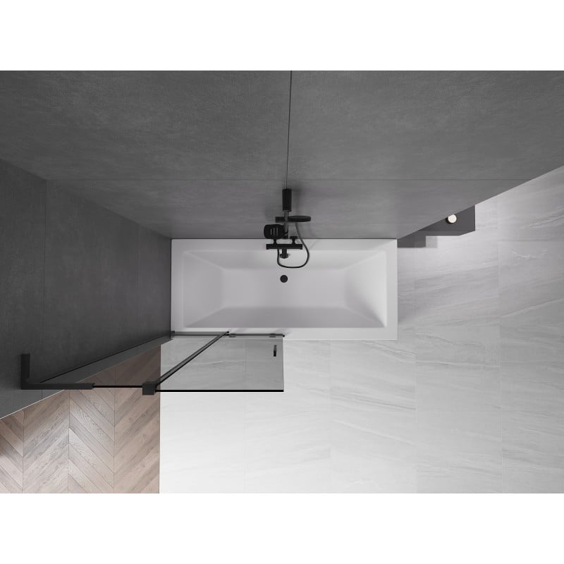 Mexen Velar L Badewannenwand 2-teilig verschiebbar 95 x 150 cm, Graphit, Schwarz - 896-095-003-41-70