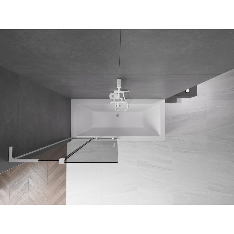 Mexen Velar L Badewannen-Schutzwand 2-flügelig, verschiebbar 95 x 150 cm, Graphit, Weiß - 896-095-003-41-20