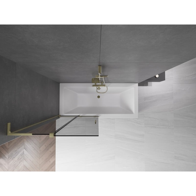 Mexen Velar L Badewannenabtrennung 2-flügelig schiebbar 95 x 150 cm, Graphit, gebürstetes Gold - 896-095-003-41-55