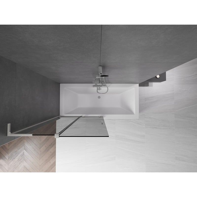 Mexen Velar L Badewannenwand 2-teilig verschiebbar 100 x 150 cm, grafit, gebürsteter Nickel - 896-100-003-41-97