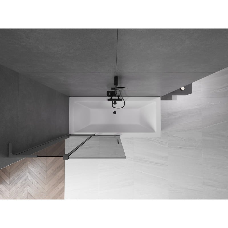 Mexen Velar L Badewannenabtrennung 2-flügelig verschiebbar 100 x 150 cm, graphit, Gun Metal - 896-100-003-41-95