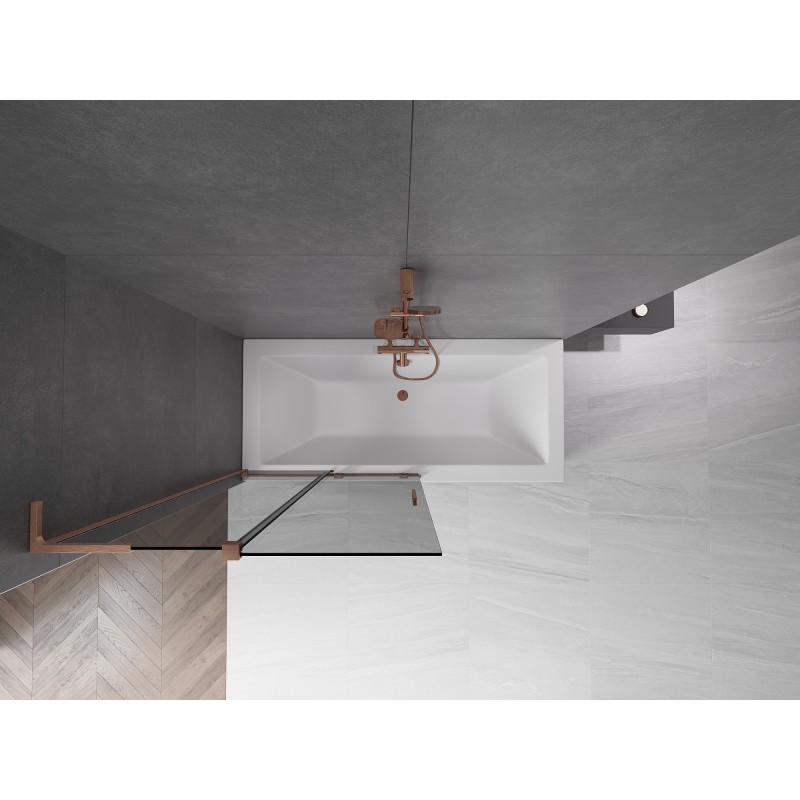 Mexen Velar L Duschwand, 2-flügelig, verschiebbar, 100 x 150 cm, Grafit, gebürstetes Kupfer - 896-100-003-41-65