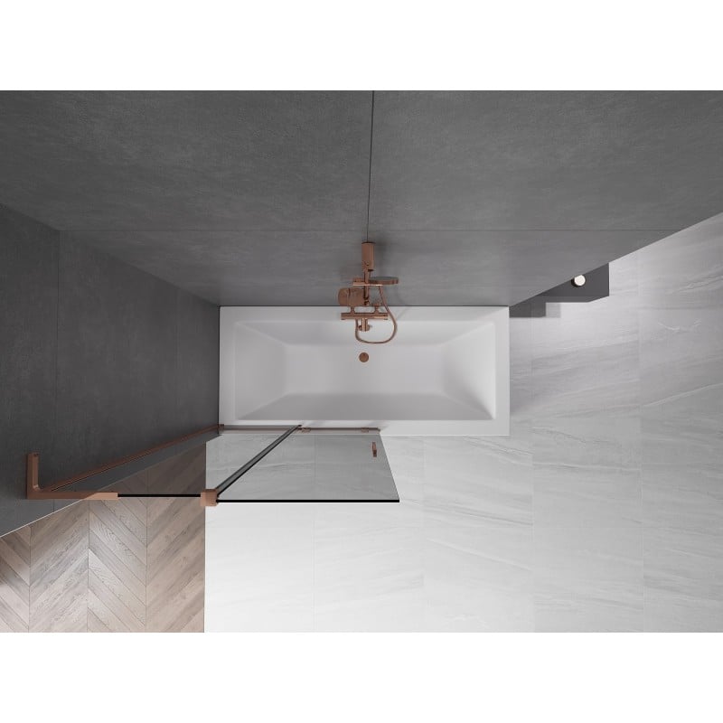 Mexen Velar L Badewannenabtrennung 2-flügelig verschiebbar 100 x 150 cm, Graphit, Roségold - 896-100-003-41-60