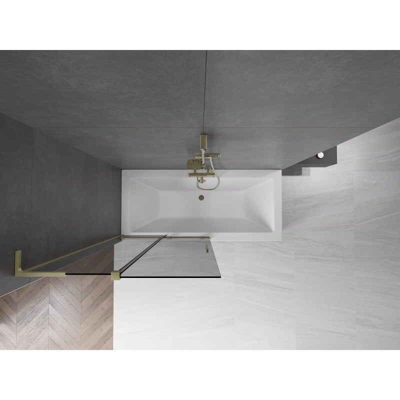 Mexen Velar L Badewannen-Paravan 2-teilig verschiebbar 100 x 150 cm, grafit, gold gebürstet - 896-100-003-41-55
