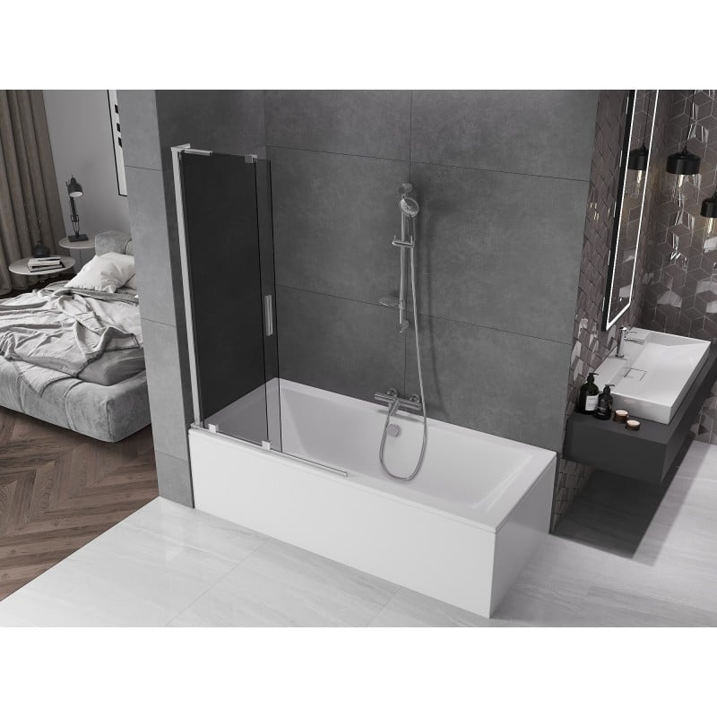 Mexen Velar L Badewannenabtrennung 2-teilig verschiebbar 100 x 150 cm, graphit, chrom - 896-100-003-41-01