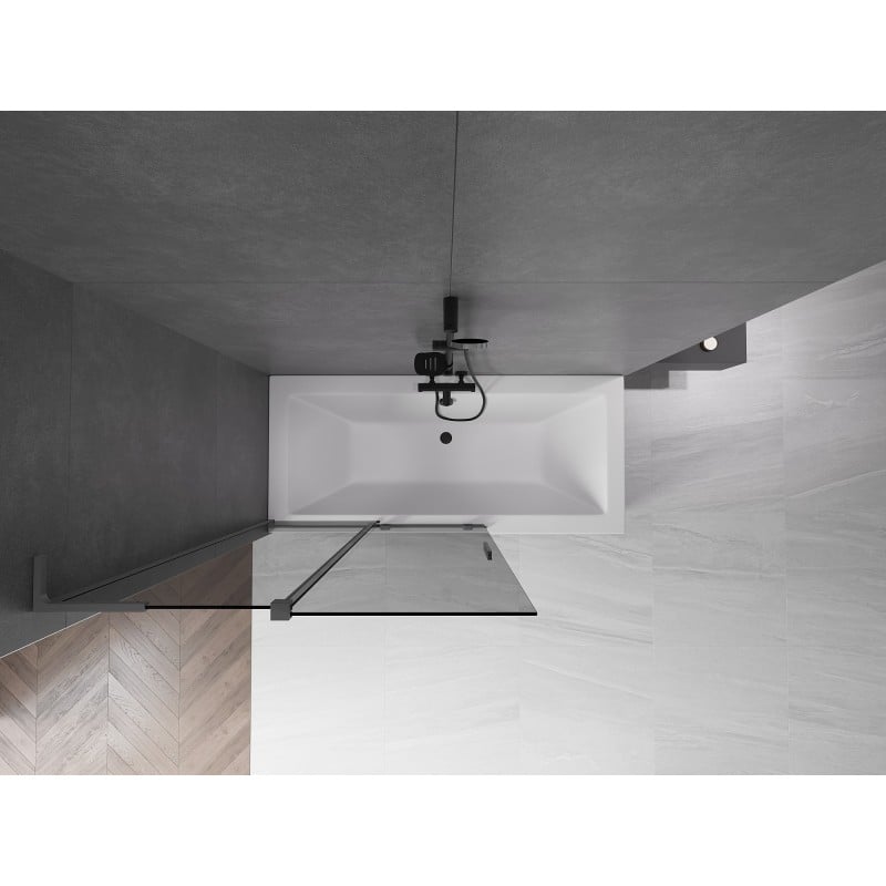 Mexen Velar L Badewannenabtrennung 2-flügelig, verschiebbar 110 x 150 cm, Graphit, Gun Metal - 896-110-003-41-95
