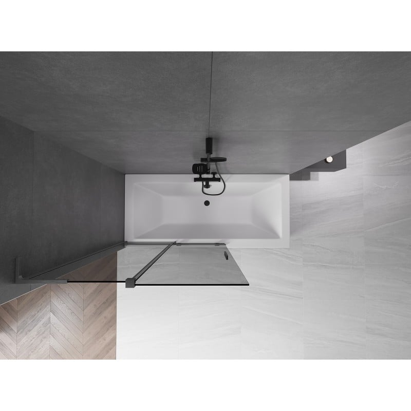 Mexen Velar L Badewannenabtrennung 2-flügelige Schiebetür 110 x 150 cm, graphit, gebürstetes Gun Gray - 896-110-003-41-66