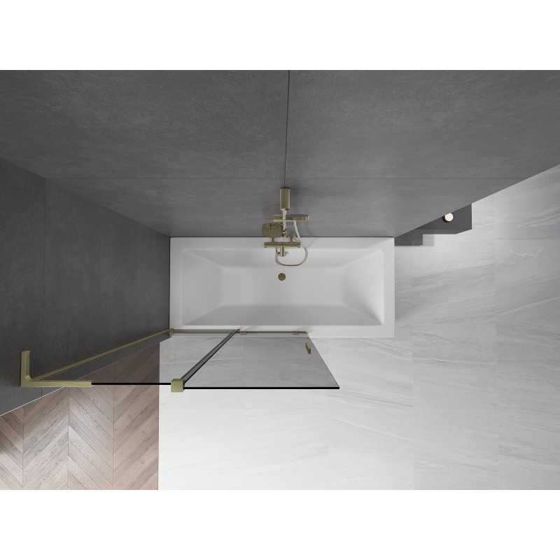 Mexen Velar L Badewannenwand 2-flügelig verschiebbar 110 x 150 cm, graphit, gold gebürstet - 896-110-003-41-55