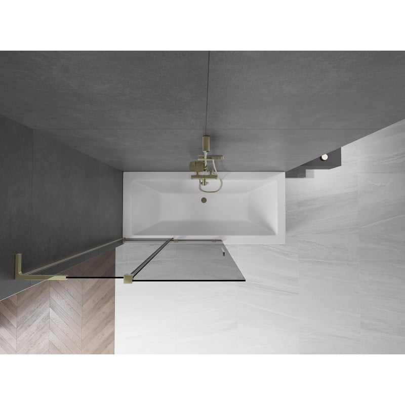 Mexen Velar L Badewannenabtrennung 2-flügelig verschiebbar 110 x 150 cm, Graphit, Gold - 896-110-003-41-50