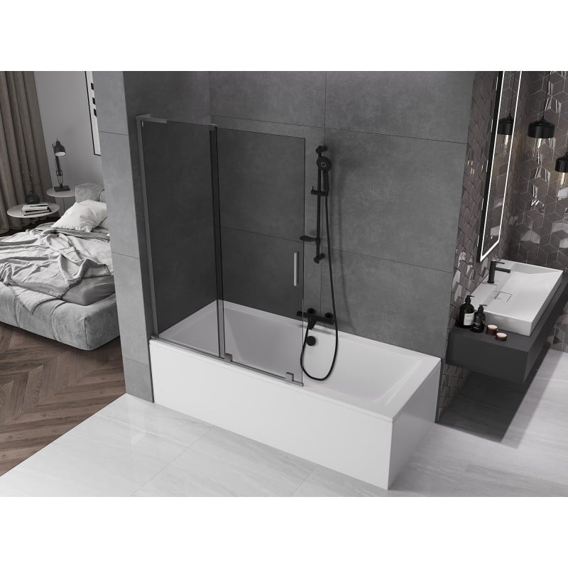 Mexen Velar L Badewannenabtrennung 2-flügelig, verschiebbar 120 x 150 cm, Grafit, Gun Metal - 896-120-003-41-95