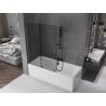 Mexen Velar L Badewannenabtrennung, 2-flügelig, verschiebbar, 120 x 150 cm, Graphit, gebürstetes Gun Gray - 896-120-003-41-66