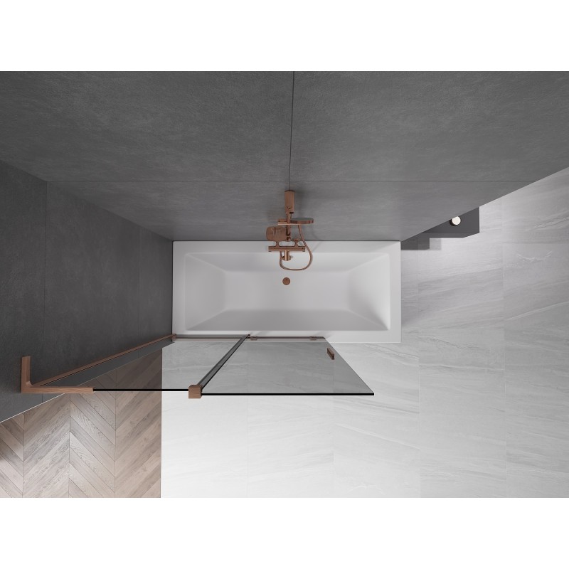 Mexen Velar L Badewannenabtrennung 2-flügelig verschiebbar 120 x 150 cm, Graphit, gebürstetes Kupfer - 896-120-003-41-65