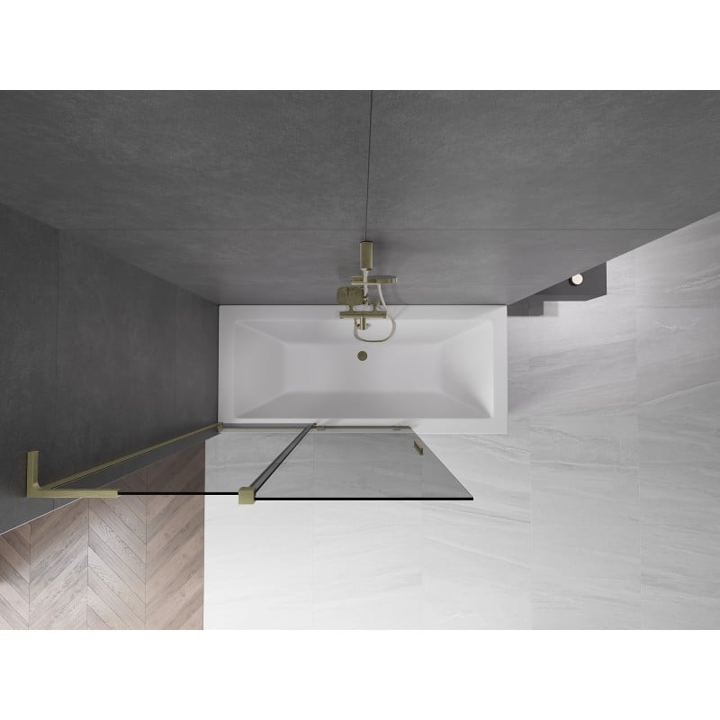 Mexen Velar L Badewannenabtrennung 2-flügelig schiebbar 120 x 150 cm, Graphit, gold gebürstet - 896-120-003-41-55
