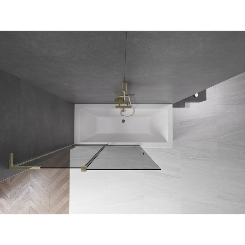 Mexen Velar L Badewannenabtrennung 2-flügelig verschiebbar 120 x 150 cm, graphit, gold - 896-120-003-41-50