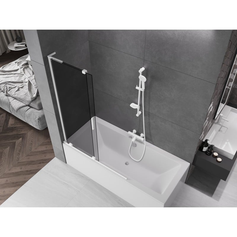 Mexen Velar L 2-flügelige, verschiebbare Badewannenabtrennung 120 x 150 cm, graphit, weiß - 896-120-003-41-20