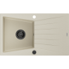 Mexen Cesar Granitspüle 1-Becken mit Abtropffläche 775 x 470 mm, beige, schwarzer Siphon - 6514771010-69-B