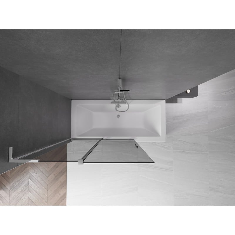 Mexen Velar L Badewannenbildschirm zweiflügelig verschiebbar 120 x 150 cm, Graphit, Chrom - 896-120-003-41-01