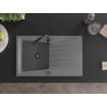 Mexen Cesar Granitspüle 1-Becken mit Abtropffläche 775 x 470 mm, grau, schwarzer Siphon - 6514771010-71-B