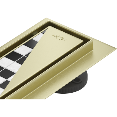 Mexen Flat M13 Linearablauf 2-in-1 130 cm, gebürstetes Gold - 1A10130