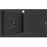Mexen Cesar Granitspüle 1-Becken mit Abtropffläche 775 x 470 mm, schwarz/silber Metallic, schwarzer Siphon - 6514771010-73-B