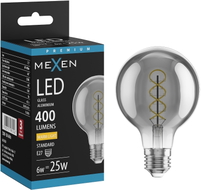 Mexen Vintis LED-Filament-Glühbirne Spirale E27, G80, 6W, Warm - 2700K, 400 lm, Rauch - L165-E27-0627-70