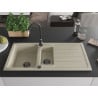Mexen Andres Granitspüle 1,5-Becken mit Abtropffläche 1000 x 500 mm, beige, schwarzer Siphon - 6515101510-69-B