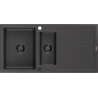 Mexen Andres Granitspüle 1,5-beckig mit Abtropffläche 1000 x 500 mm schwarz gesprenkelt, schwarzer Siphon - 6515101510-76-B
