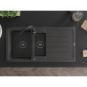 Mexen Andres granitspüle 1,5-becken mit abtropffläche 1000 x 500 mm schwarz gesprenkelt, schwarzer siphon - 6515101510-76-B
