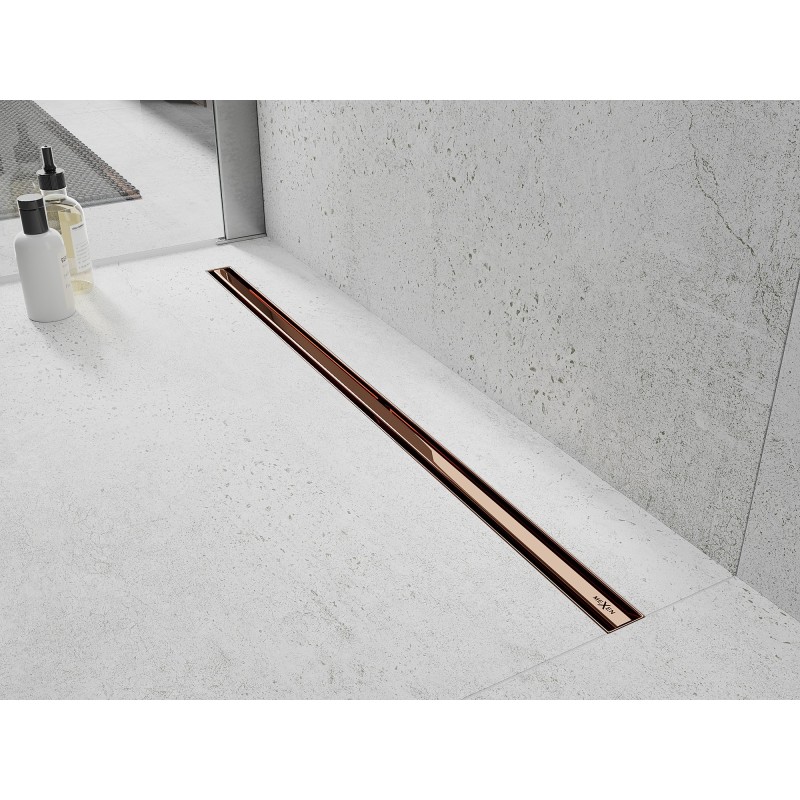 Mexen Flat 360° Slim drehbarer Linienablauf 150 cm, Roségold - 1641150
