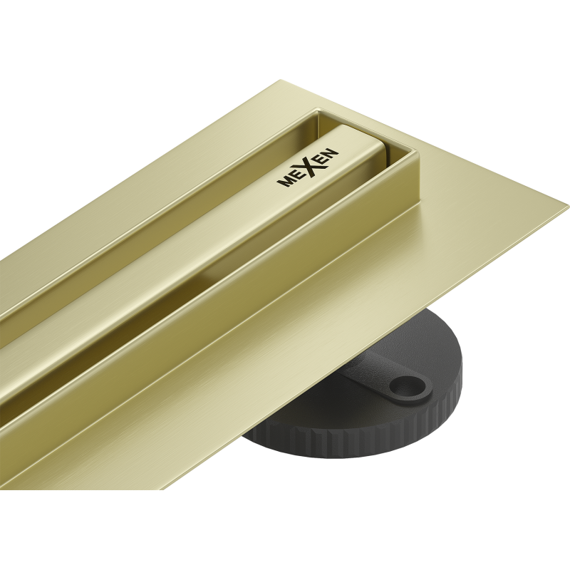 Mexen Flat 360° Slim drehbarer linearer Abfluss 50 cm, gebürstetes Gold - 1A41050
