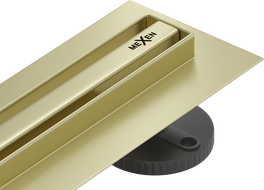 Mexen Flat 360° Slim Linienablauf drehbar 90 cm, gebürstetes Gold - 1A41090